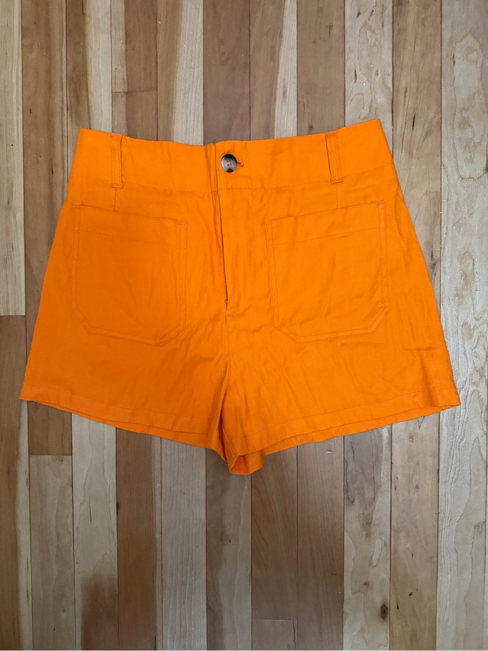 Anthropologie Maeve High-Rise Orange Cotton Shorts